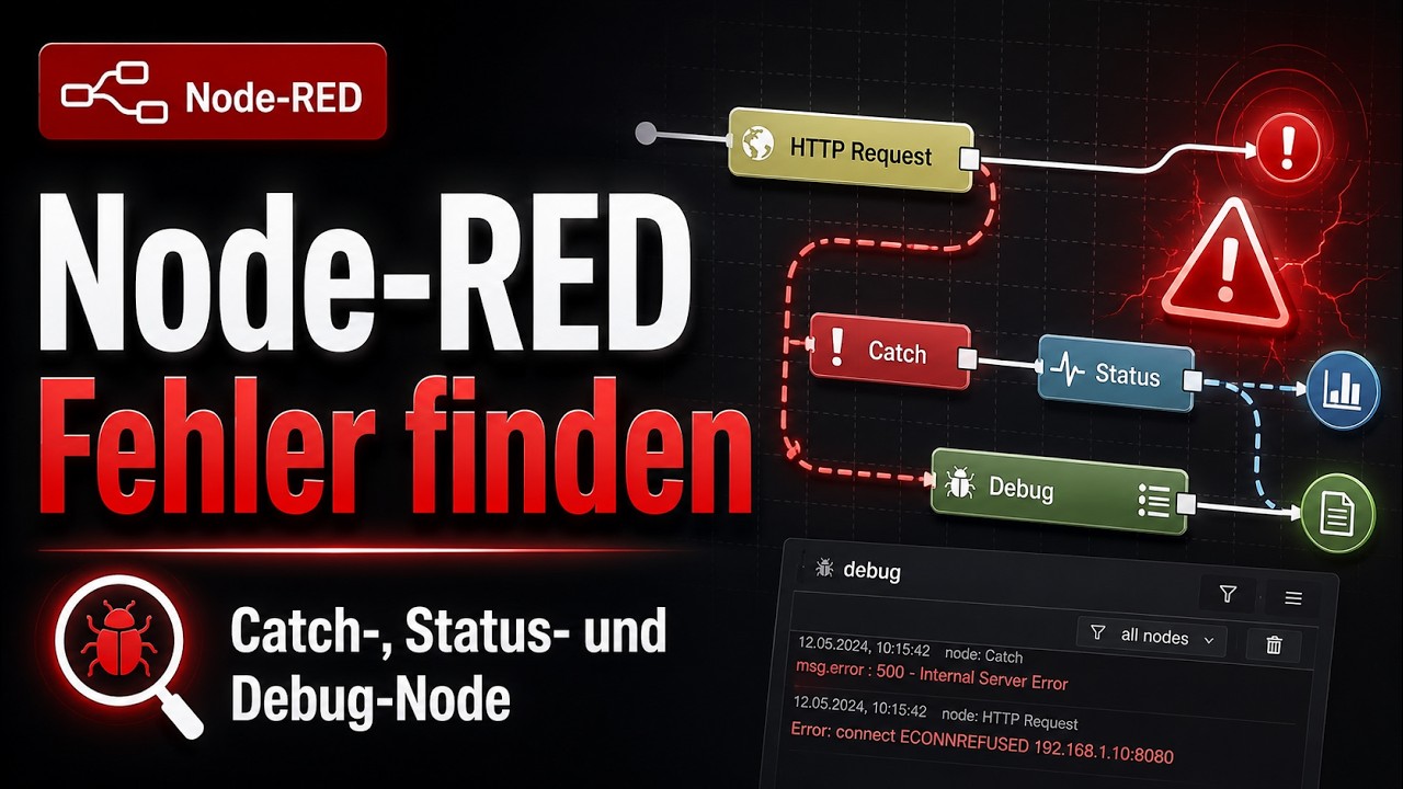 Node-RED Fehler finden: Catch-, Status- und Debug-Node einfach erklärt