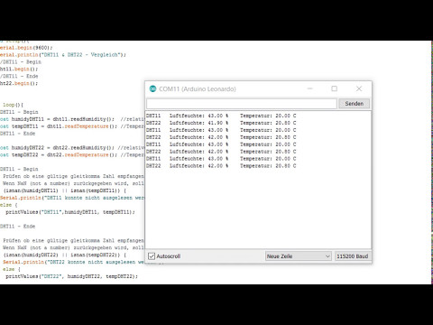 DHT11 &amp; DHT22 Sensor am Arduino Leonardo