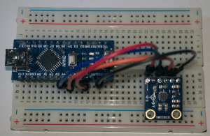 Arduino Nano mit angeschlossenem 3 Achsen Lagesensor, HMC5883L.