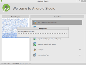 Abschluss des Wizards für das erstellen eines neuen Android Studio Projektes.
