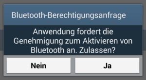 Dialog zum aktivieren der Bluetoothschnittstelle.