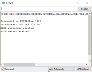 NodeMCU Ausgabe des Beispiels HelloServer im Seriellen Monitor