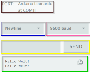 Arduino Web Editor - SeriellerMonitor Aufbau