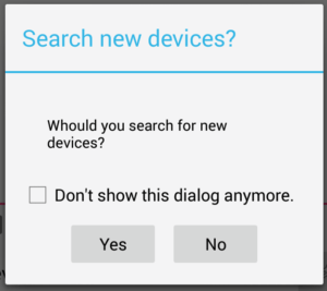 Bluetooth Verbindung - Dialog zum suchen nachen neuen Geräten.