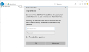 Anmelden an phpmyadmin im Internet Explorer