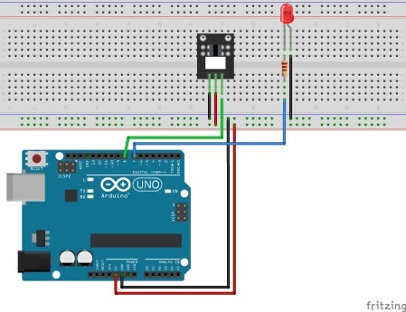 Construction of a circuit with KY-010 and an LED