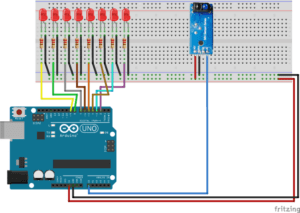Schaltung - Infrarot Abstandssensor mit LEDs am Arduino UNOSchaltung - Infrarot Abstandssensor mit LEDs am Arduino UNO