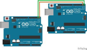 Schaltung - zwei Arduino UNOs über RX & TX Verbunden