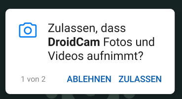 DroidCam - Berechtigung Video