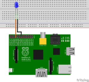 Raspberry Pi - Aufbau der Schaltung für eine LED