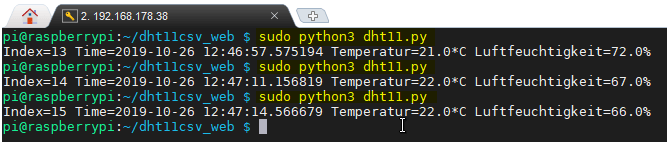 Ausführen des Python Skriptes auf der Konsole