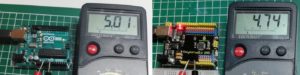 vergleich 5V Spannung am Arduino UNO original und Keyestudio UNO