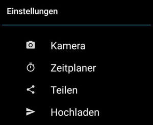 Seite "Einstellungen" in der Android App - Camera Auto Shooter