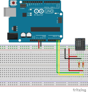 Aufbau der Schaltung "AM2320 am Arduino UNO"