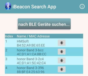 Startseite der App "iBeacon Search App"
