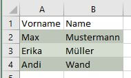 eingefärbte Zeilen in Excel