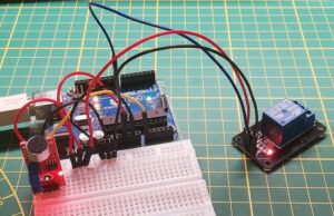 Aufbau der Schaltung - Arduino UNO mit Geräuschdetektor KY-037 & Relaismodul