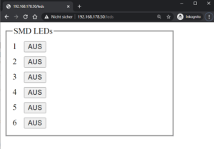 einfache HTML Seite zum steuern der SMD LEDs auf dem NodeMCU Dev Kit