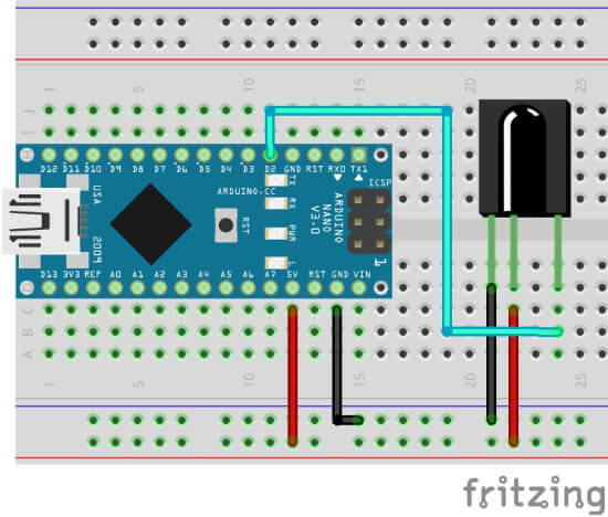Schaltung Infrarot Empfänger am Arduino Nano