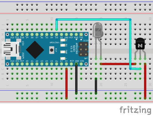 Schematischer Aufbau der Schaltung "IR Sender am Arduino Nano"