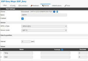 ESP Easy - DHT11 Einstellungen