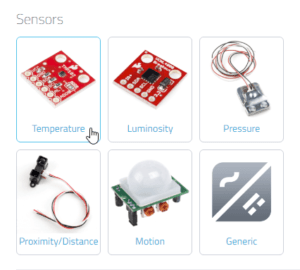 Cayenne Dashboard - auswählen der Sektion für Temperatursensoren