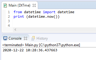 Python3 - Modul "datetime" mit Funktion "now()"