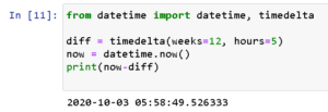 Python3 - Zeitdifferenz mit timedelta