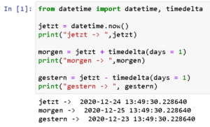 Python3 - Modul datetime, Zeitdifferenz mit timedelta