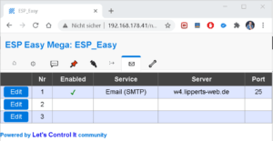 ESPeasy - Seite "Notification"