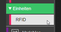UI Flow - Abschnitt Einheiten mit RFID