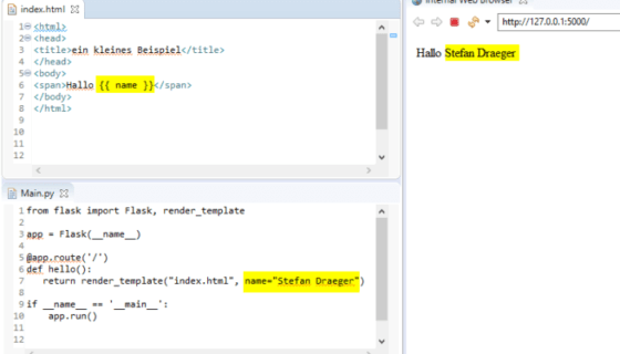 Python3 Flask - Jinja2 übergeben von Parameter an ein HTML Template