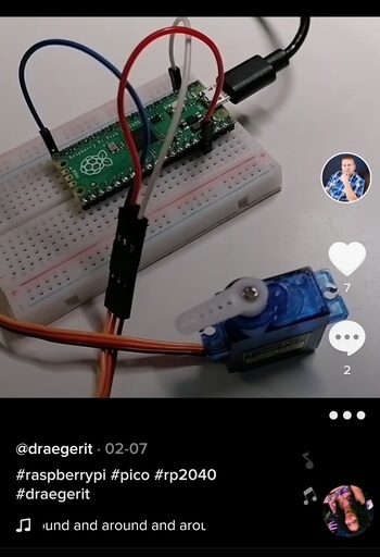 Video auf TikTok zum Raspberry PI Pico mit Servomotor SG90