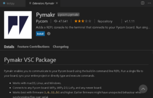 Erweiterung PyMakr für Visual Studio Code