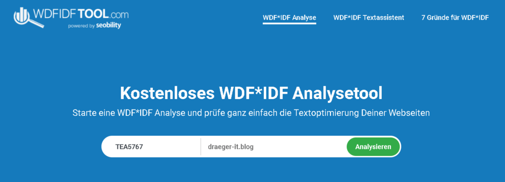 starten einer WDF / IDF Analyse mit Keyoword & URL