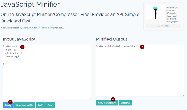 JavaScript minifier