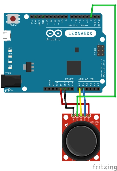 Aufbau der Schaltung "Joystick am Arduino Leonardo"