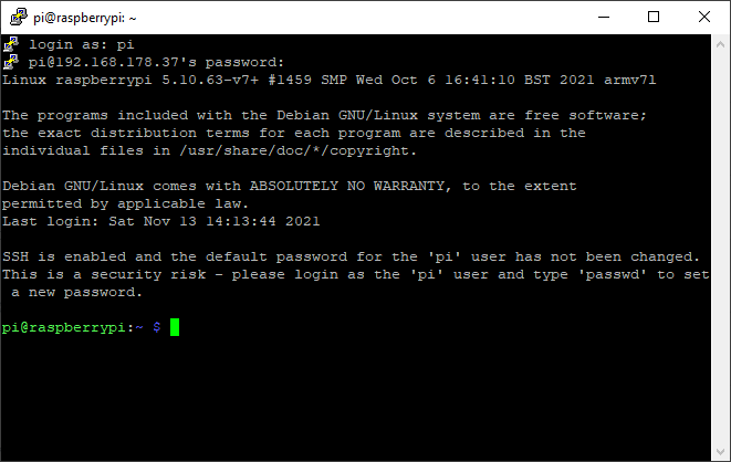 Putty - aktive SSH Verbindung zum Raspberry Pi Zero 2 W