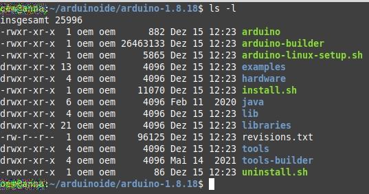 Arduino IDE entpackt