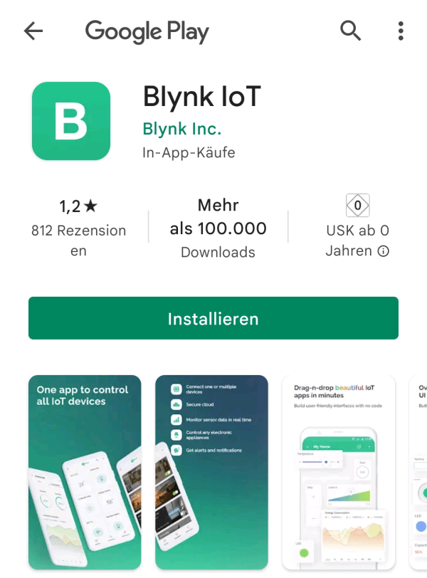 Blynk IoT App im Google Play Store