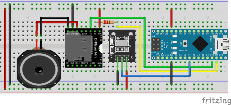 Aufbau der Schaltung - MP3 Shield & IR Empfänger am Arduino Nano V3