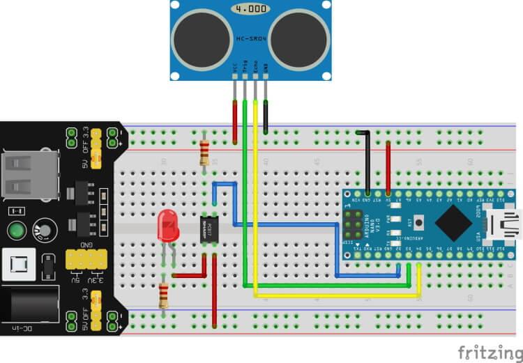 Schaltung - Arduino Nano mit Optokoppler & LED