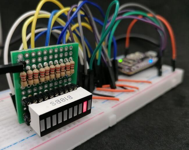 10fach LED Bargraph mit Schieberegister am MAKER Nano
