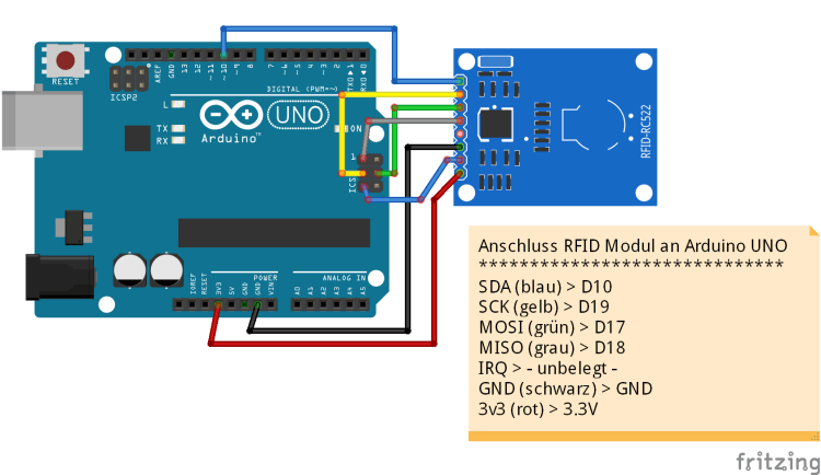 Schaltung - RFID Modul am Arduino UNO