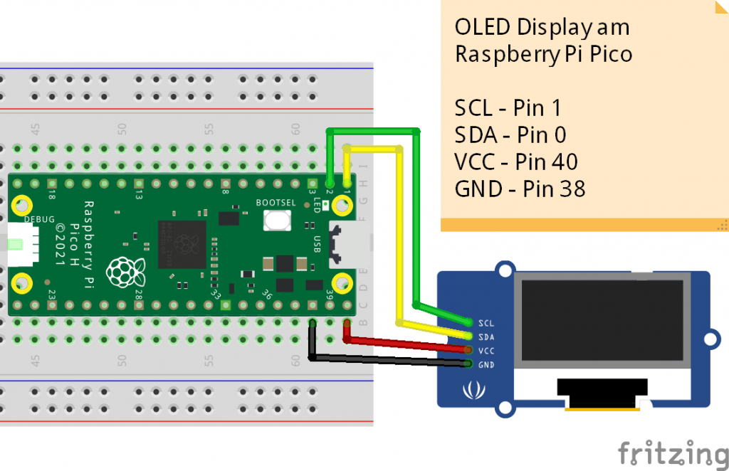 Schaltung - OLED Display am Raspberry Pi Pico