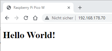 Ausgabe der Zeile "Hello World!" im Browser