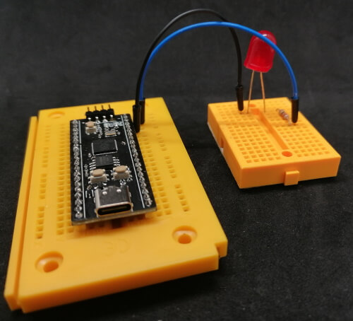 kleine Schaltung - Mikrocontroller WeAct Studio Pico mit LED