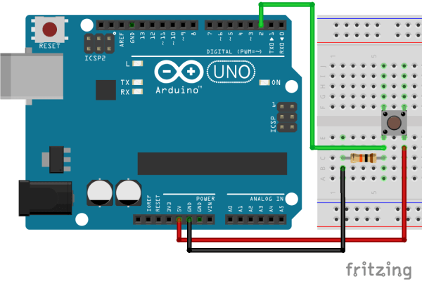 Arduino UNO with Button and Pull Down Resistor