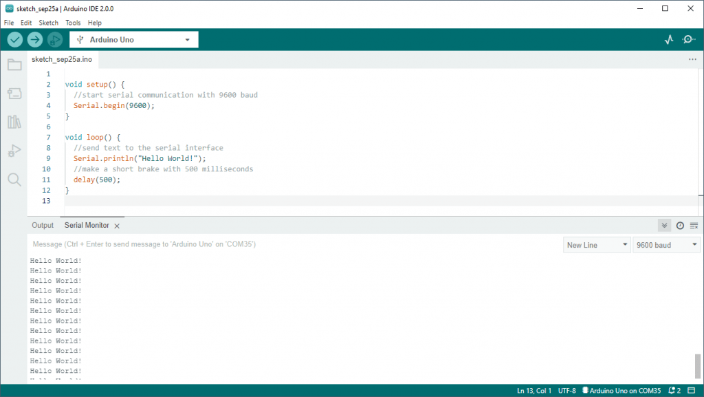 serial output in Arduino IDE 2.0