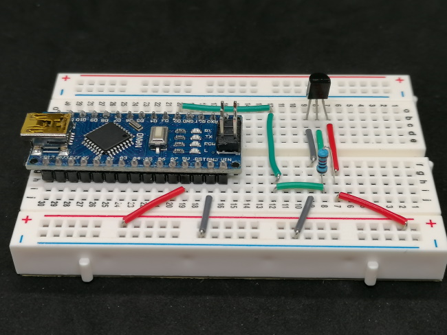 real circuit sensor Ds18B20 at Arduino Nano